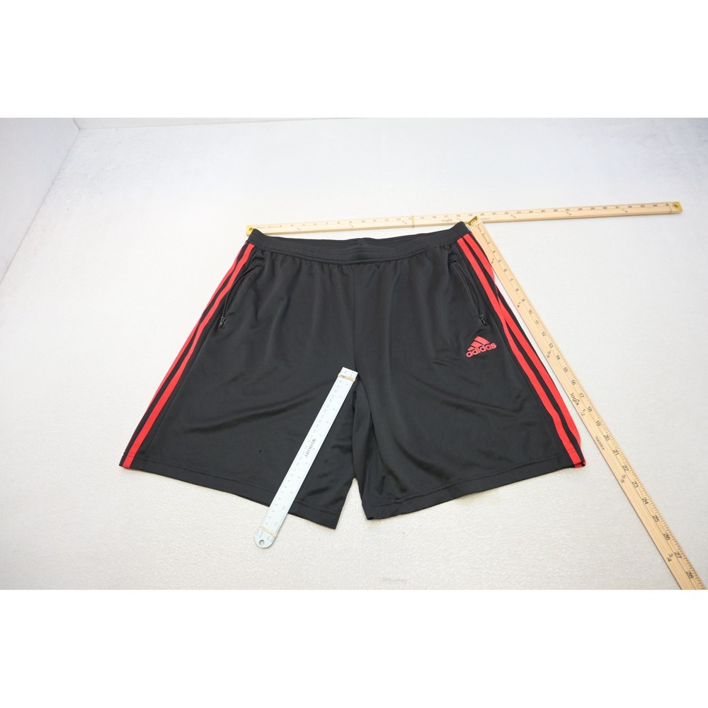 Adidas Athletic Gym Shorts Mens 2XL Black Red Primeblue Aeroready Perfomrance